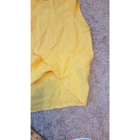 Linen Canary Yellow Tank with Detailed Collard Stitch - Picture 5 of 6